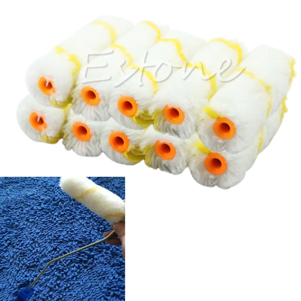 

OOTDTY A Packet 10 Pcs 4" Paint Roller Covers Mini Paint Roller Edger Trim Roller New