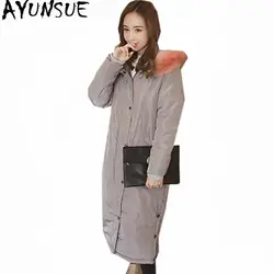 AYUNSUE/Модная зимняя куртка для женщин 2019, серая Толстая теплая Женская куртка с меховым воротником, хлопковое пальто, парки, плюс размер 5XL
