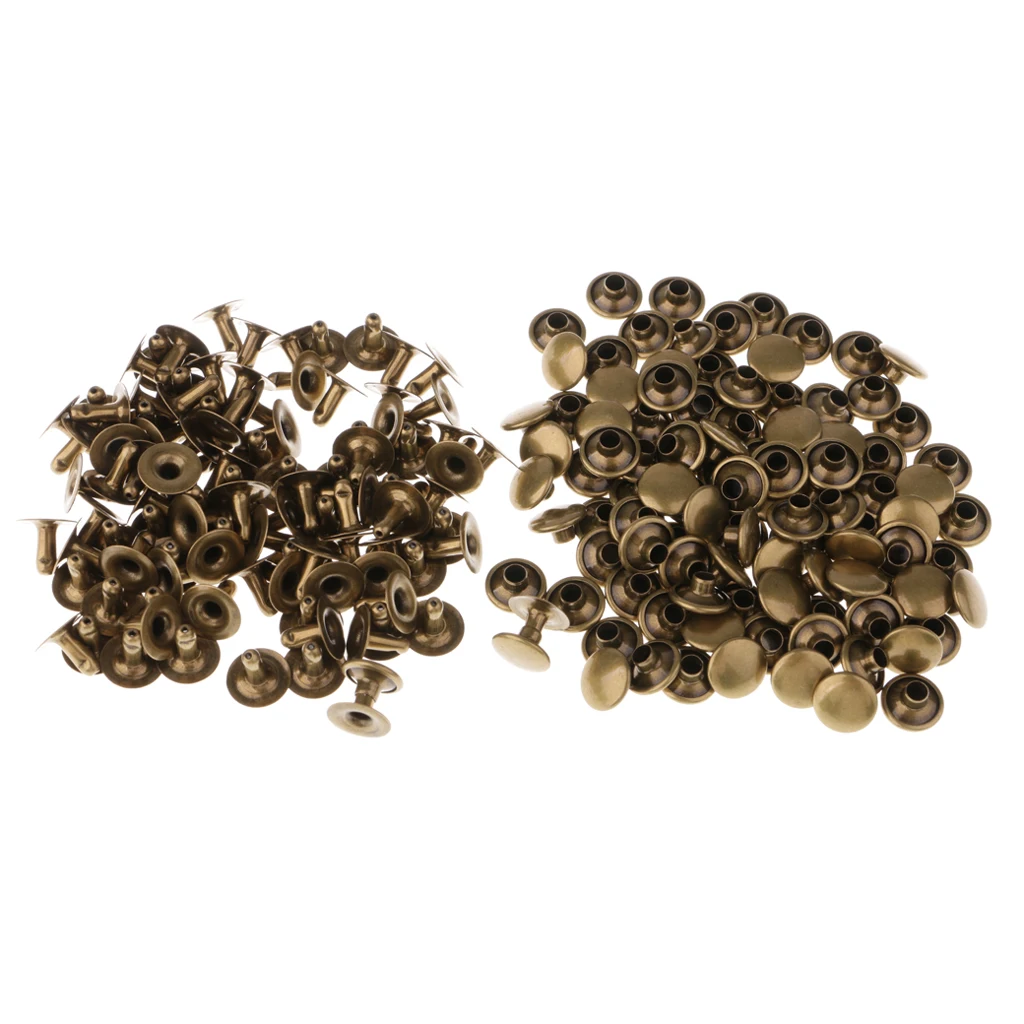 200pcs Single Cap Rivet Tubular Metal Leather Craft Repair Studs Punk Spikes 9x8mm 