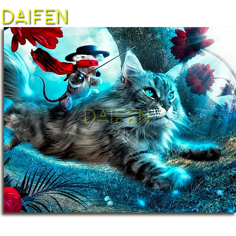 

Full Square Diamond mosaic 5D DIY Diamond painting running mouse cat sword flower Full Round Diamond embroidery Cross stitch