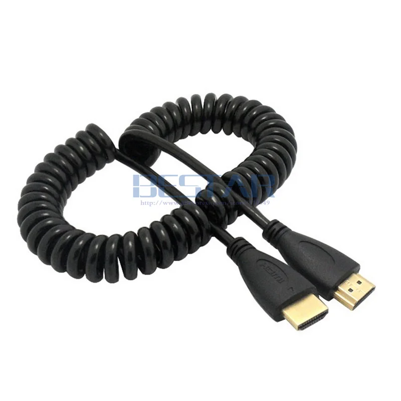 4 фута 90 градусов прямоугольный и прямой HDMI к HDMI мужчин и мужчин растягивающийся пружинный кабель для HDTV DVB DVD PC 1,2 м 1080P v1.3 3D