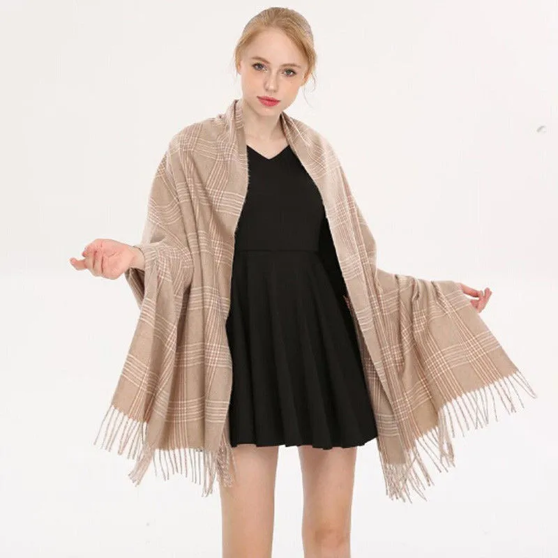 Meihuida для женщин шаль шарф осень зима щедрый sjaals бренд 2018, новая мода пашмины цветной плед кисточкой шаль