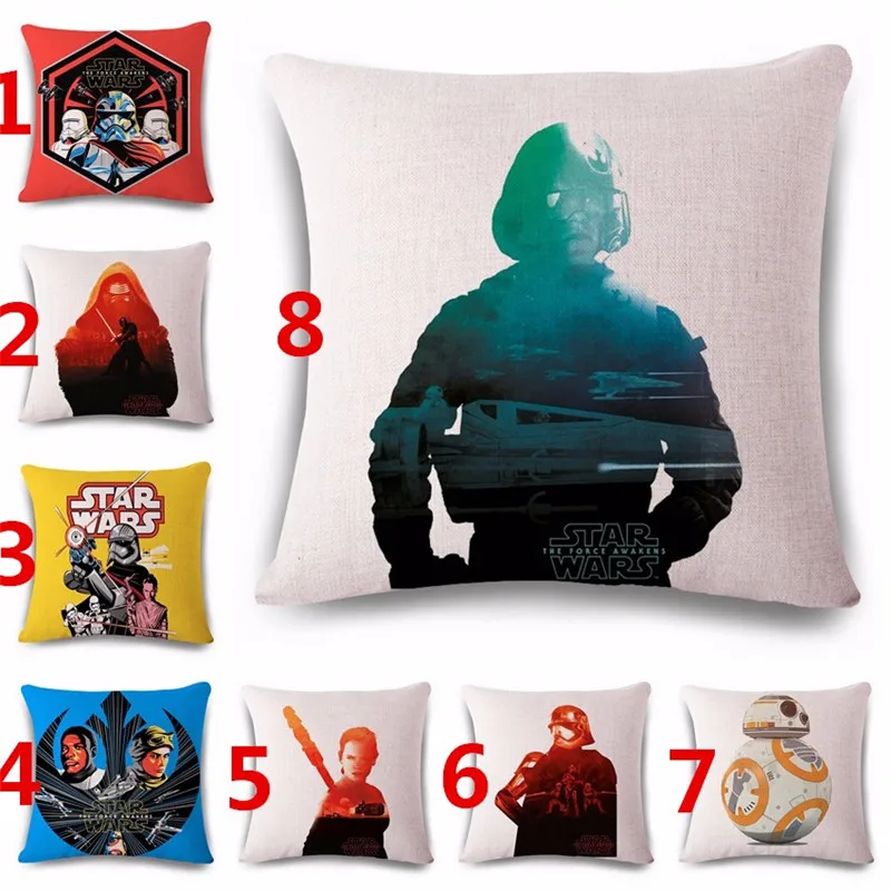 Star Wars Cotton Linen Throw Pillowcase Cushion Cover Home Car Sofa Decor