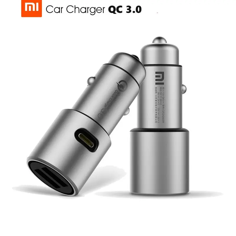 

New Original Xiaomi Car Charger QC3.0 Full Metal Dual USB Port QC 3.0 Smart Control Quick Charge 5V=3A*2 or 9V=2A*2 or 12V=1.5A