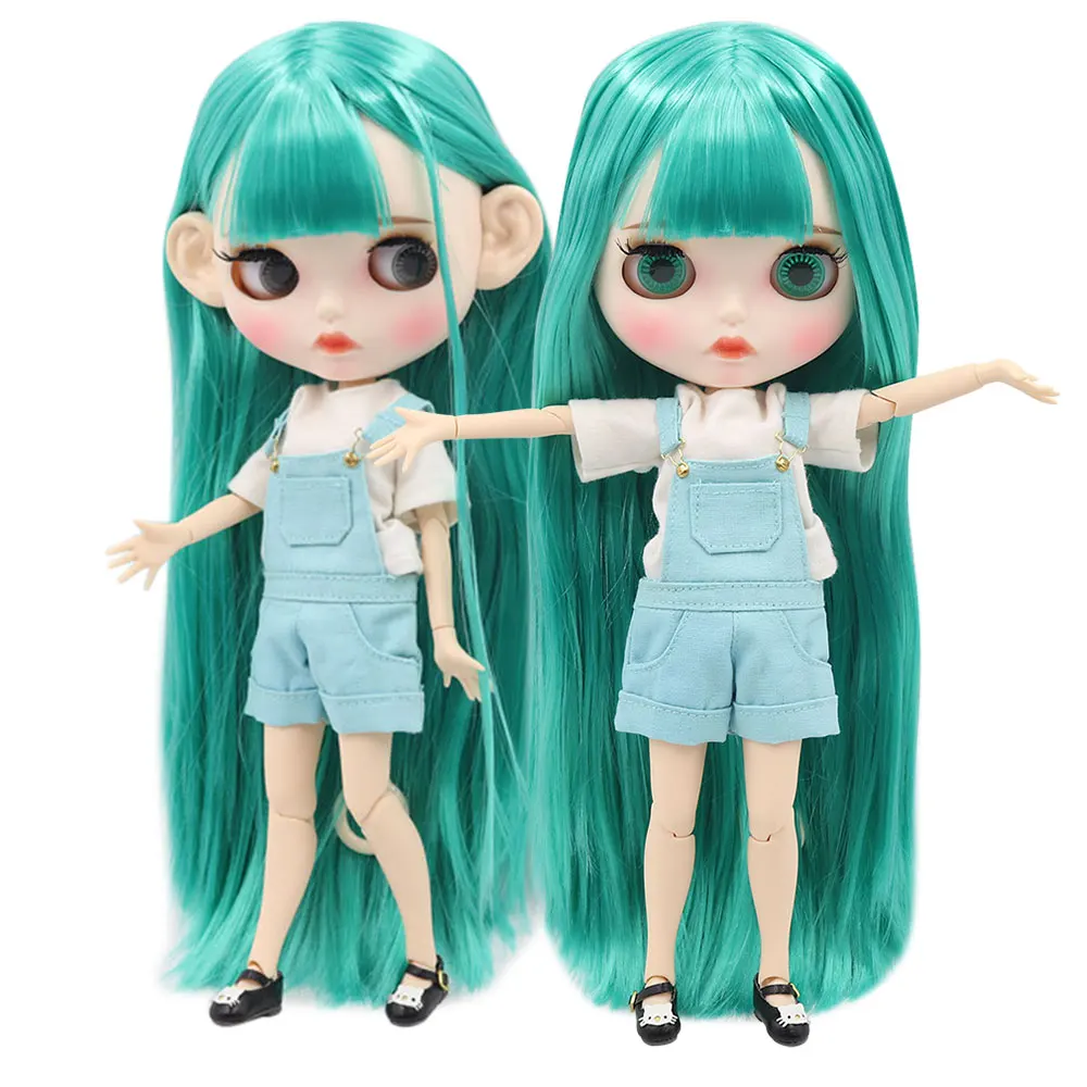 

ICY factory blyth doll 1/6 bjd white skin joint body green hair, new matte face Carved lips with eyebrow 30cm BL4427