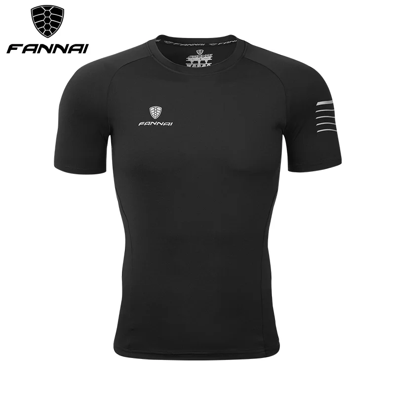 FANNAI Running Shirt Black Polyester Quick Dry Reflective Short Sleeve High Quality Top Gym Shirt Training Bodybuilding FN039 FANNAI Running Shirt Black Polyester Quick Dry Reflective Short Sleeve High Quality Top Gym Shirt Training Bodybuilding FN039
