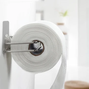 

Kitchen Toilet Paper Roll Holder Stainless Steel Repeated Washable Stick Hooks Rack Bathroom Storage Accessories Toilet Paper