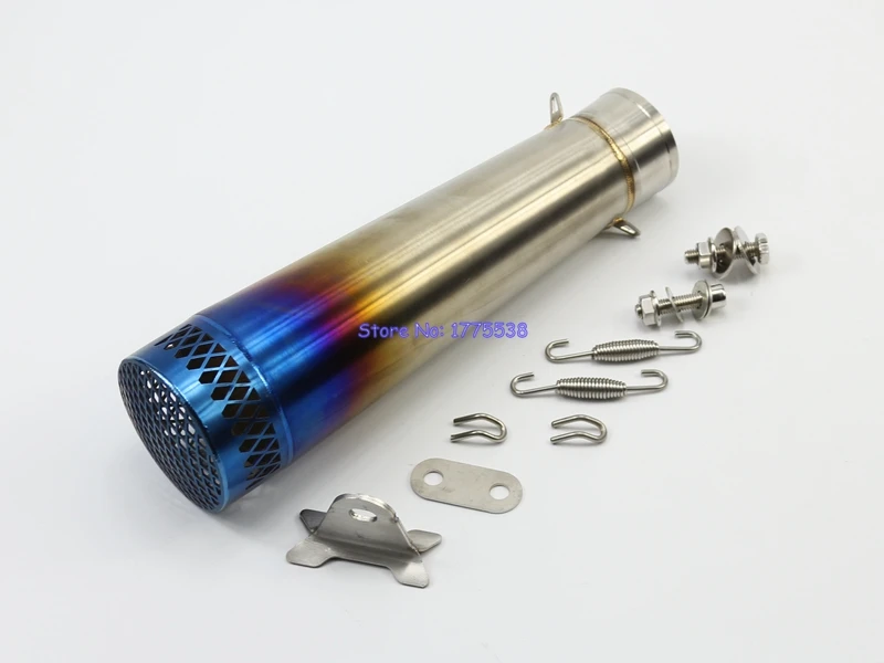 Blue Burnt ID51mm Motorbike GP Exhaust Pipe Muffler Silencer Escape