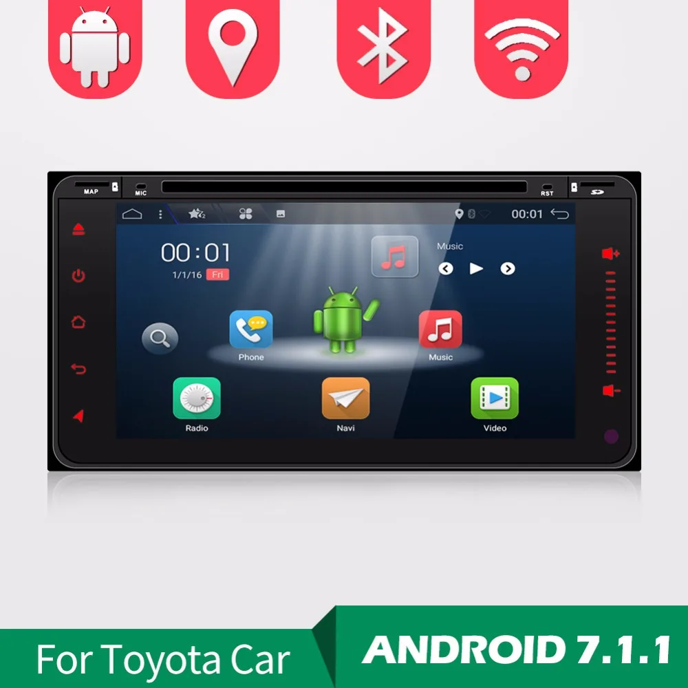 Android 6 0 dvd-плеер автомобиля для Toyota Hilux VIOS старый Camry Prado RAV4 2003 2004 2005 2006 4 ядра |