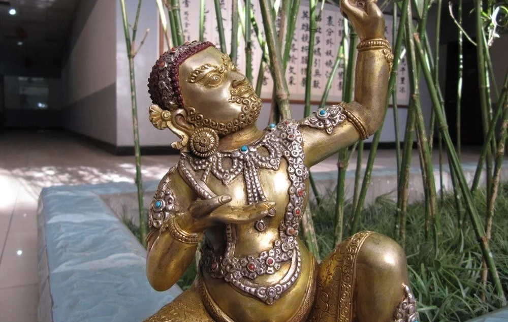 

Tibet Buddhism 100% bronze Copper 24K Gold gild Milarapa Buddha Statue