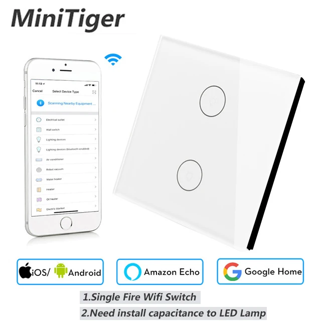 Esooli EU/UK Wifi умный настенный сенсорный выключатель стеклянный панель мобильное