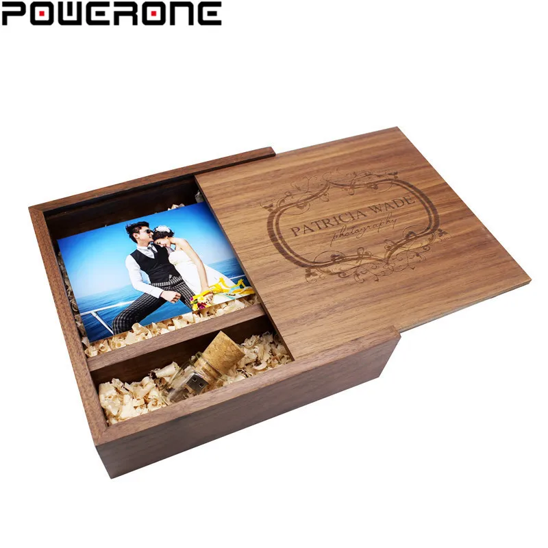 

POWERONE LOGO customized Maple Wooden Photo Album usb+Box Pendrive 4GB 8GB 16GB 32GB 64GB Photography Wedding gift 205*205*60mm