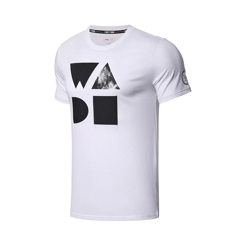 Clearance) Li-Ning Men Wade Series T-Shirt Breathable Cotton Regular Fit Jerseys LiNing Sports T-shirt AHSN061 MTS2765 - Цвет: AHSN061-1H