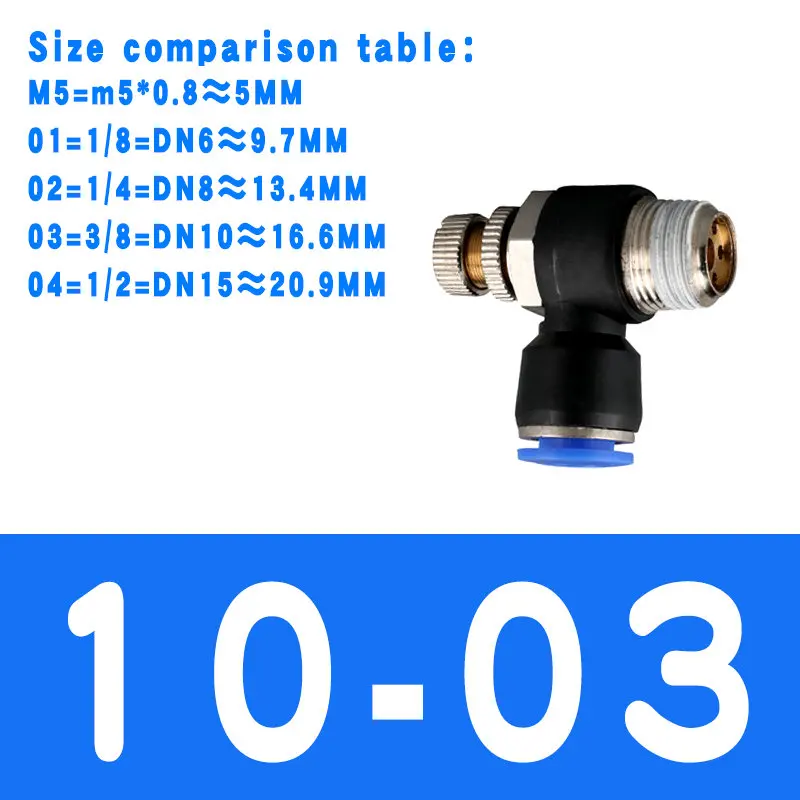 Пневматический регулятор скорости потока 8 мм 6 мм 10 мм 12 мм OD шланг трубки 1/" 1/8" 3/" 1/2" BSP Мужской газовый воздушный поток предельный клапан Быстрый фитинг - Цвет: SL10-03