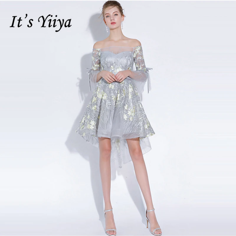 

It's YiiYa Cocktail Dress 2018 Boat Neck Half Sleeve Party Flower Fashion Designer Elegant Short Cocktail Gowns LX1105