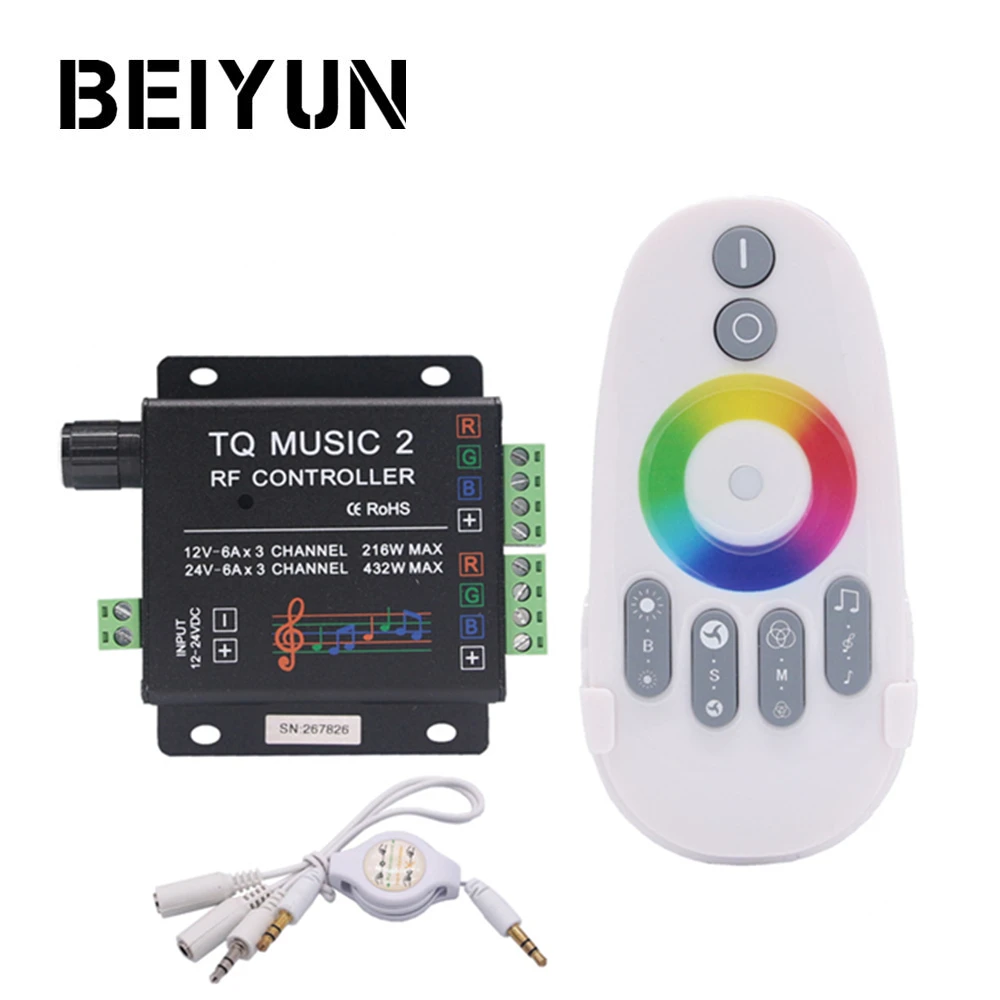 

DC 12V 24V Support WIFI Music RGB LED Controller RF Audio control 18A 3 Channel Music 2 LED RGB Controller For LED Strip