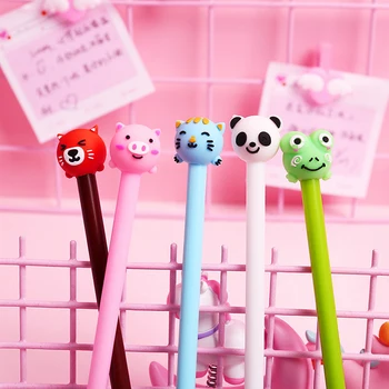 

1 Pcs/Lot Cartoon animal pink pig student gel pen Silica gel writing pens stationery canetas material escolar school supplies