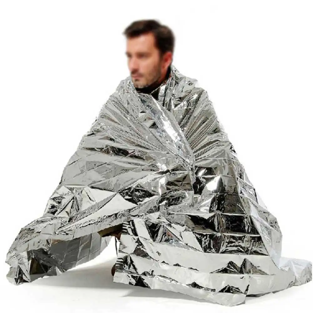 

Portable Foil Emergency Blanket Survival First Aid Thermal Rescue Keep Warm 210*140 Silver Foldable Camping Outdoor Tool Pocket