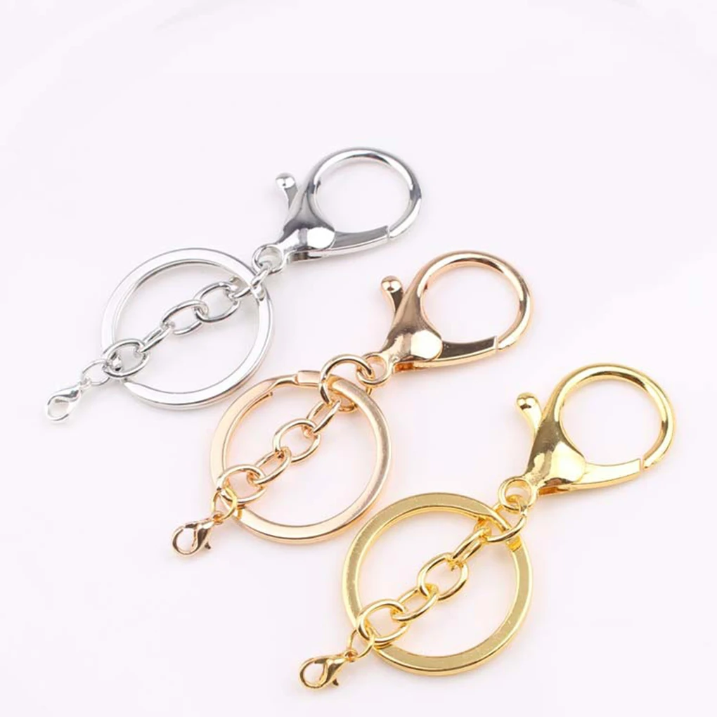 

3PCS Metal Swivel Lobster Clasps Clips Key Hooks Keychain Split Ring Findings DIY Key Chain Makings Tool