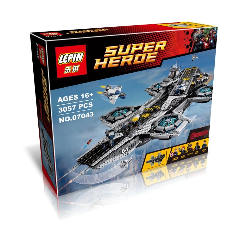 LEPIN 07043 Super Heroes Ultra large Type Air Warship Bricks Building Block Minifigure Best Toys Compatible