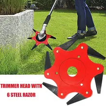 Lawn Mower Trimmer Head Manganese Steel Alloy Six-Cutter Hit Grass Head Garden Lawn Mower Cutter Brush Cutter Tool 6 Steel Blade