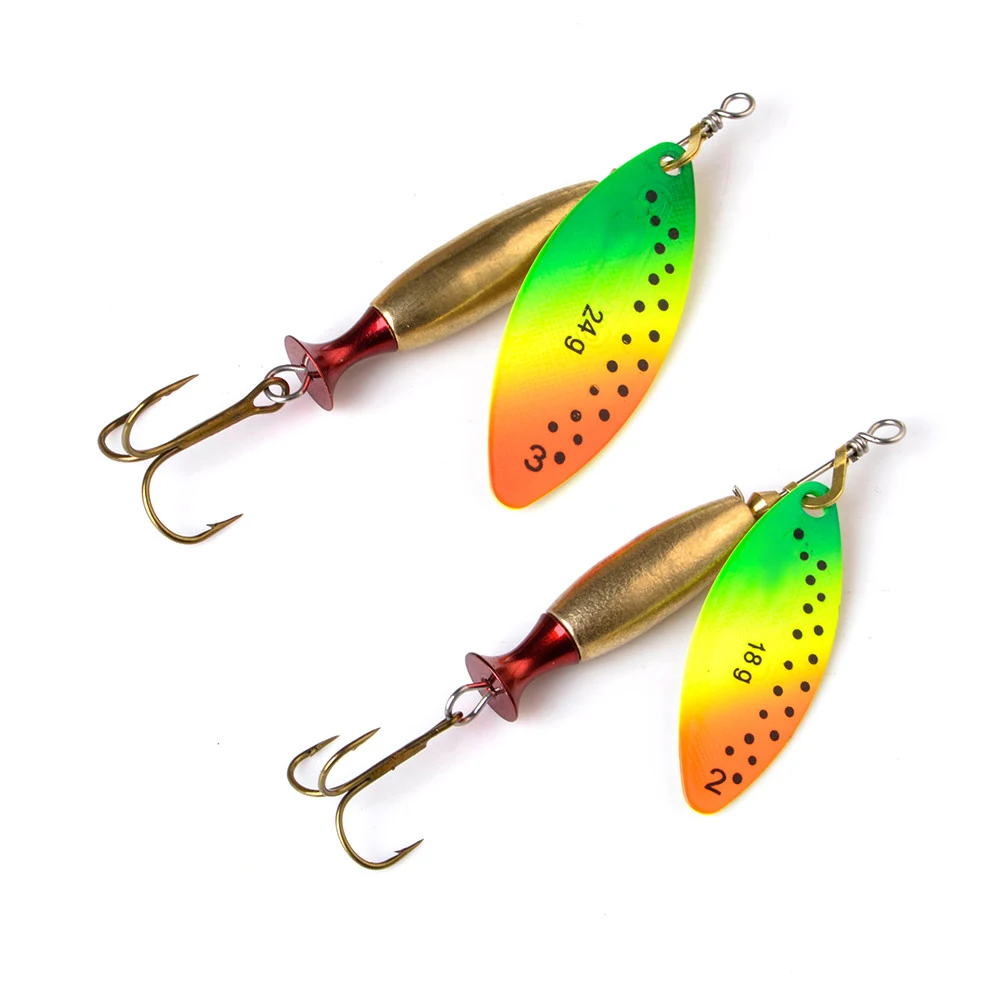

1pc Spinner Lure Long cast 15.9g/23.5g willow leaf blades Bait Spoon Lure Metal Fishing Lure Bass Hard Bait With Treble Hook
