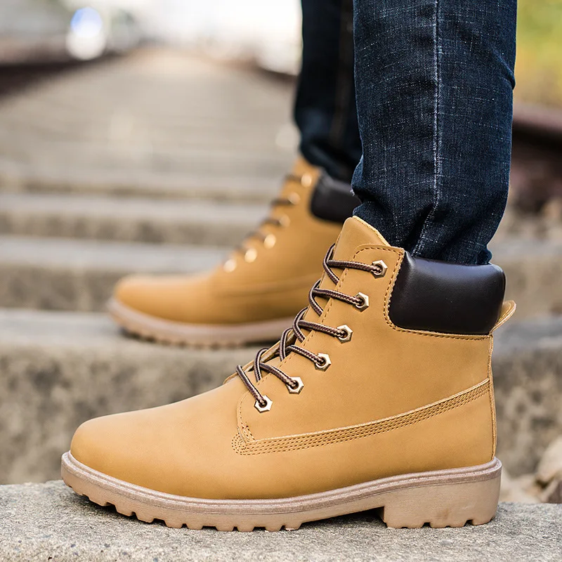 Plat jaune Noir Garder Talon De Hot New Mode Marque Chaussures Homme Hiver Cheville Au marron Bottes Hommes Chaud FTTXAZx