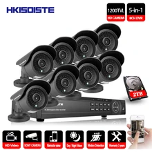 HKIXDISTE 8CH CCTV Segurança Sistema de Vigilância de Vídeo Kit 8 pcs 1200TVL 8CH 1080 p CCTV Dome Câmera de Segurança Night Vision DVR