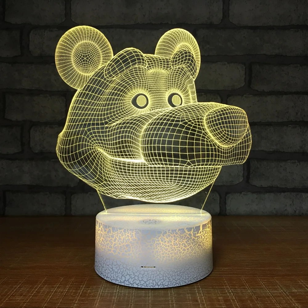 Милая голова type3D иллюзия Лампа 7 цветов Изменение сенсорный выключатель светодиодный ночник лампа настольная акриловая атмосферная лампа Новинка освещение