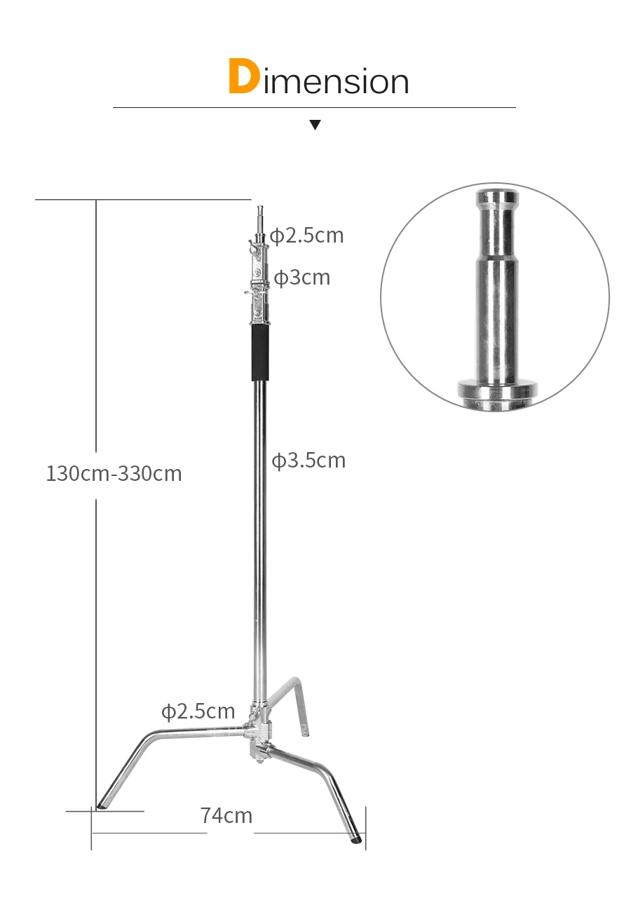 Сверхмощный c-стенд из нержавеющей стали, 5-10 футов 1,5-3 метра Регулируемый фотографический Прочный Штатив для софтбоксов, вспышки, стрелы