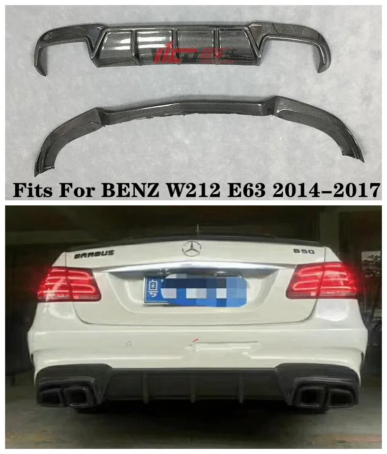 

High Quality Carbon fiber Car Front +Rear Bumper Lip Spoiler Diffuser Cover Fits For BENZ W212 E63 2014 2015 2016 2017
