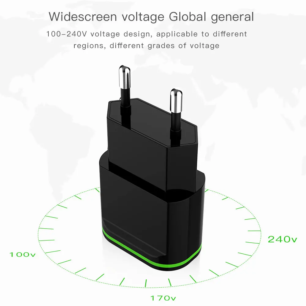 5V 2.1A светодиодный светильник с двумя usb-адаптерами для iPhone 5 6 iPad samsung, настенное зарядное устройство для мобильных телефонов