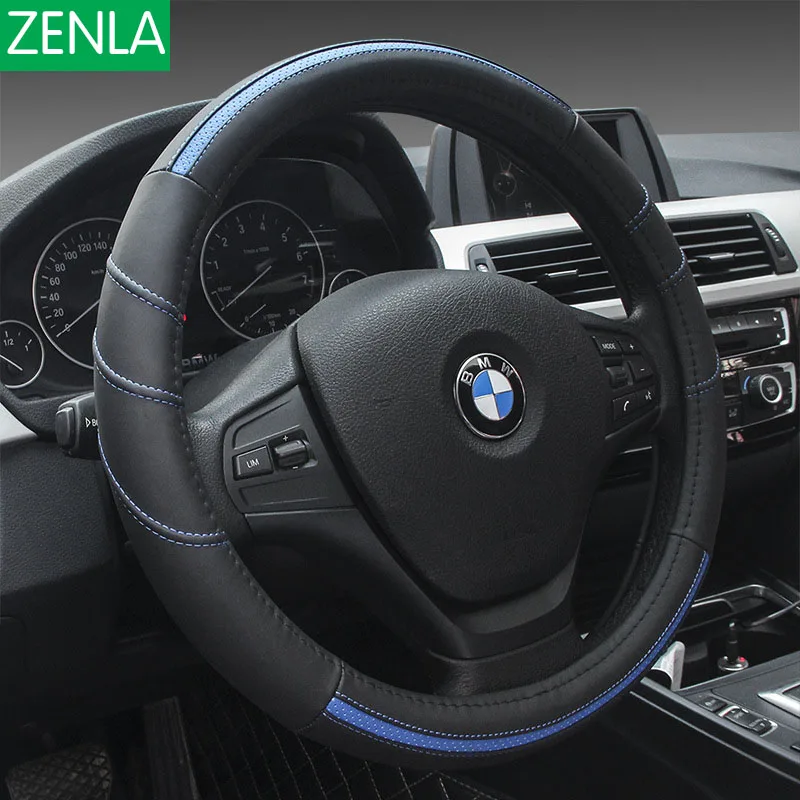 

ZENLA 2017 New Genuine Leather leather car steering wheel cover Auto Accessories Car Styling size 38cm