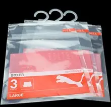 

custom made printing laminated plastic underwear packaging bag with hanger hook