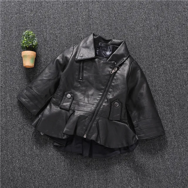 Baby Girls Leather Jackets Spring Autumn Girls PU Leather Jacket