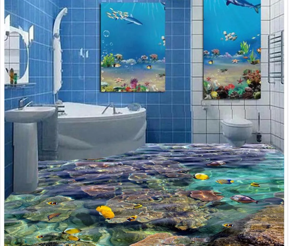 Пользовательские фото пол 3D обои современного искусства Mural-3d ПВХ самоклеящиеся