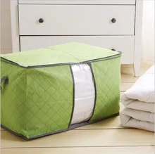 Useful Bamboo Charcoal Non-woven Portable Storage bags Clothing Organizer Clothes Storage Case Quilt Duvet storage Bin 2 size