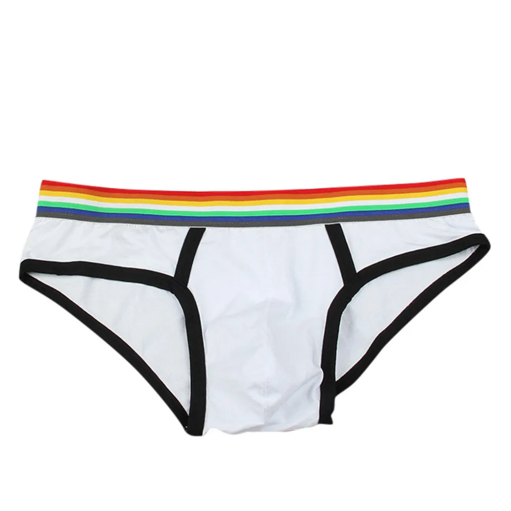 2019 Fashion men's multicolor briefs rainbow cotton briefs swimming shorts breathable men's underwear sexy briefs hombre 40J10 (2)
