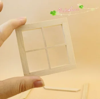 

MINI Doll house Mini Window Model 4 Grid Wooden Windows