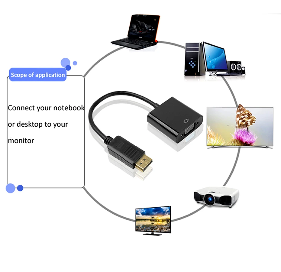 Electop DisplayPort عرض ميناء موانئ دبي لمحول VGA كابل الذكور إلى الإناث محول ل جهاز كمبيوتر شخصي محمول Hdtv مراقب العارض