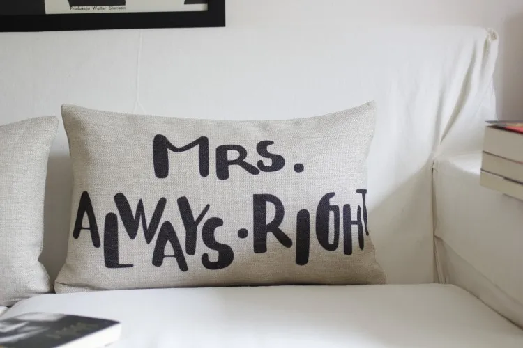 Милый Чехол на подушку, свадебный подарок на день Святого Валентина Mr right мультфильм талии наволочки Чехлы на подушку оптом