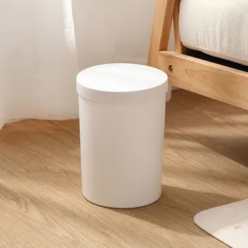 

1PC Resistant Plastic Round Trash Can Wastebasket Home Garbage Container Bin and Push-button Lid