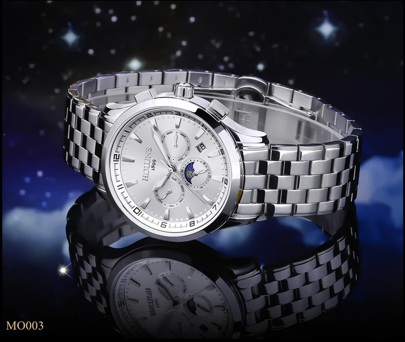 Элитный бренд HOLUNS Для мужчин смотреть автоматические механические часы Waterprof Бизнес наручные часы мужской часы Relógio masculino