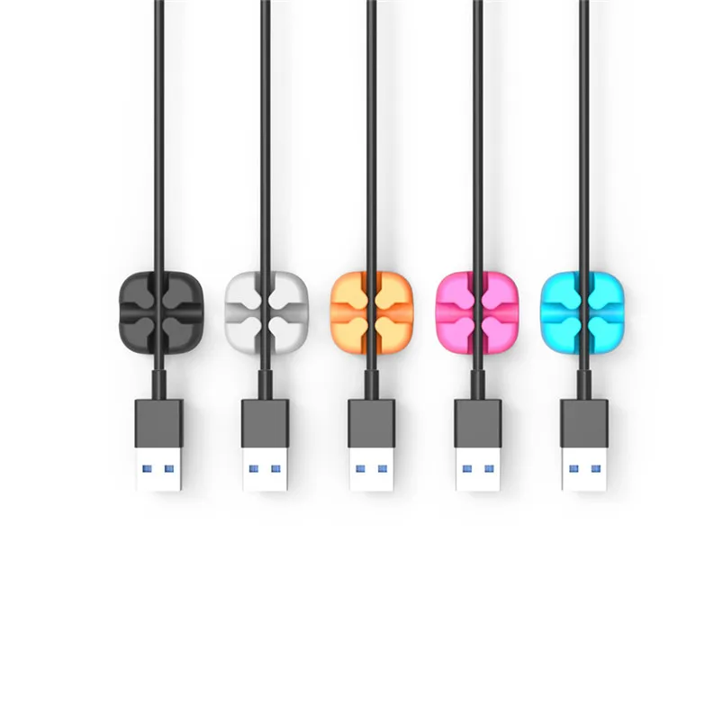 5PCS Cross Silicone Cable Hanger Wire Desktop Organizer Winder Management Headphone Cord Holder For iPhone Storage Decor 40MR2609