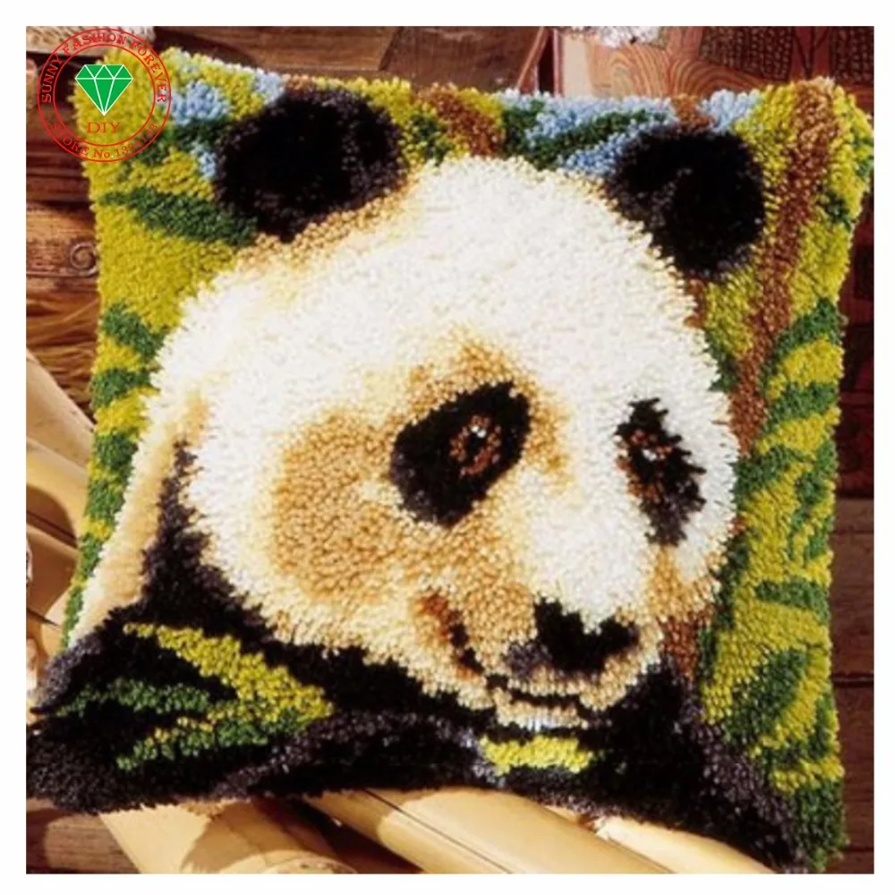 

Panda Needlework Pillowcase Latch hook rug kits cross stitch thread embroidery kit Carpet embroidery Pillowcase crochet hooks