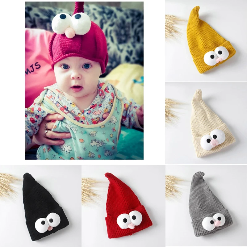 

New Winter Warm Newborn Photography Props Accessories Cute Cartoon Big Eyes Baby Hat Kids New Born Baby Caps Unicorn Knit Hat