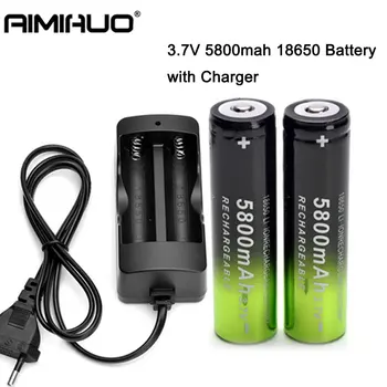 

4pcs 18650 Batteries 3.7V 5800mAh 18650 Rechargeable Li-ion battery with charger for Led flashlight litio batery +1pc Charger