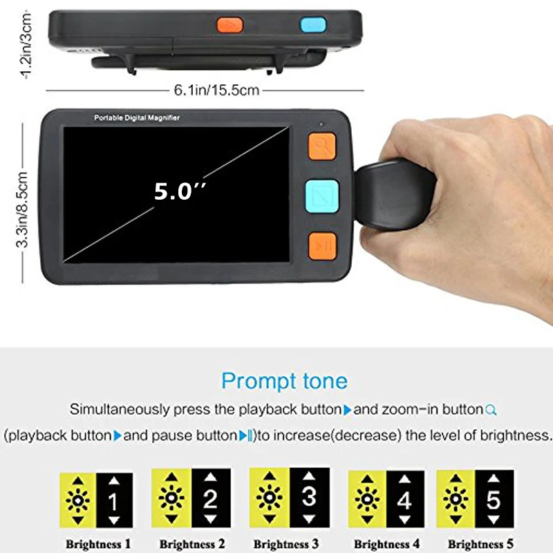 

5.0Inch LCD Electric Digital Vision Aid Video Magnifier 4-32X for Low Visually Reading SL@88