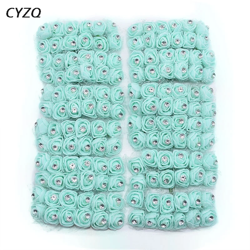 144pcs/lot Mini PE Foam Rose Artificial Flower Heads Home Wedding Decoration DIY Wreath Gift Box Decorated Teddy Bears Flower
