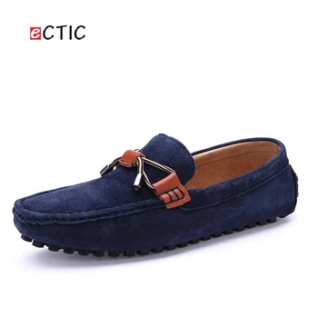 

ECTIC Winter Autumn Classic Warm Mens Loafers Casual Suede Leather Men Driving Shoes Moccassins Calcado Ayakkabi